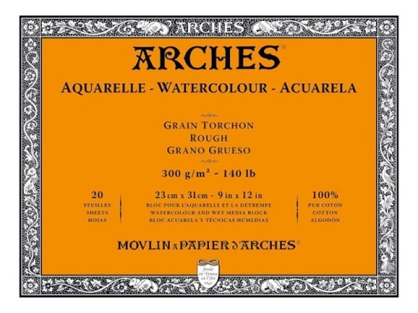 Aquarellblock Arches rundum geleimt 300g/qm 23x31cm rauh Grain Torchon