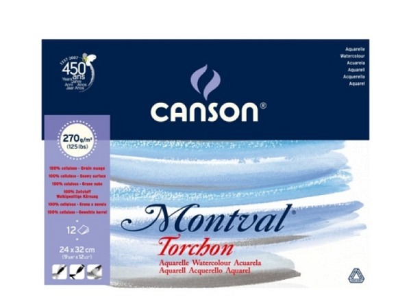Aquarellblock Canson Montval Torchon 270g/qm 24x32cm 12Blatt