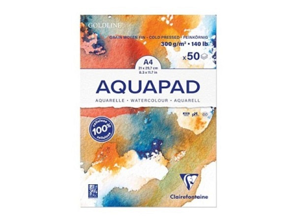 Aquarellblock Clairefontaine Aquapad A4, 300g/qm, 50 Blatt