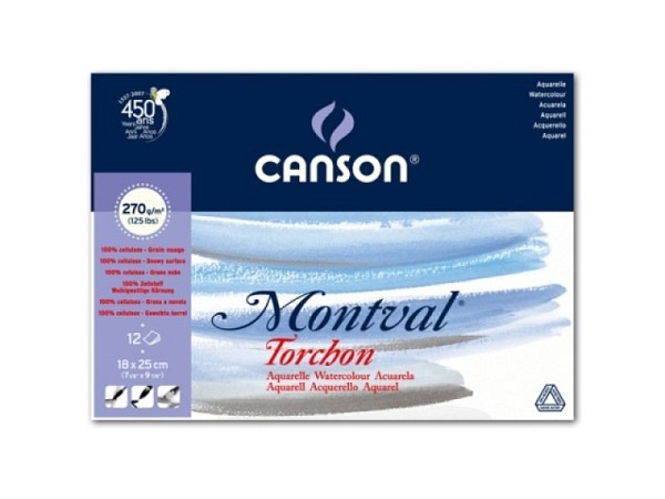 Aquarellblock Canson Montval Torchon 18x25cm 12Blatt 270g