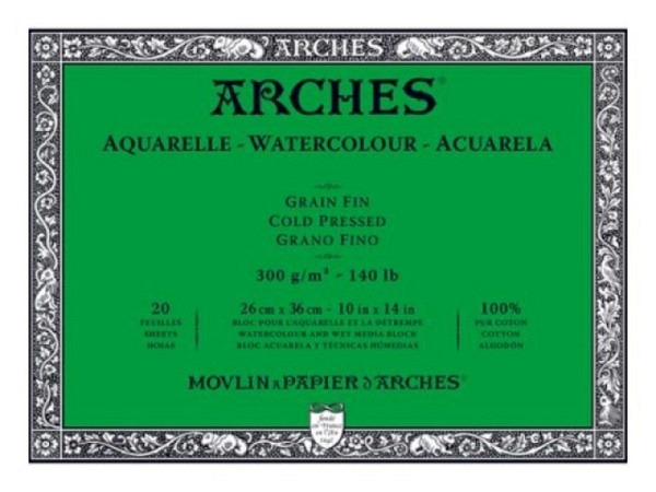 Aquarellblock Arches rundum geleimt 300g/qm 26x36cm Feinkorn