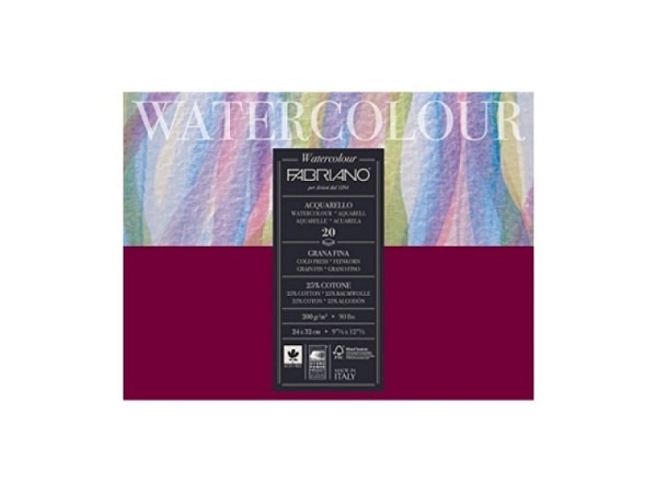 Aquarellblock Fabriano Watercolour Aquarello rundum geleimt 20x20cm