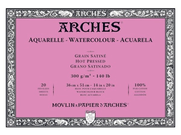 Aquarellblock Arches rundum geleimt 300g/qm 36x51cm satiniert