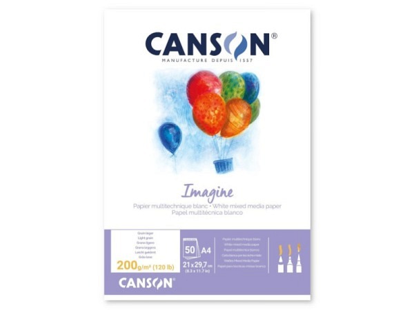 Aquarellpapier Canson Imagine 200g/qm A4 Pochette mit 50 Blatt