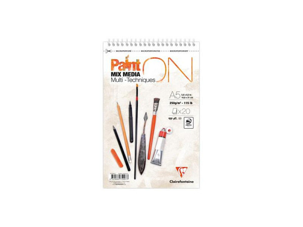 Zeichenblock Clairefontaine Paint ON Mixed Media 20 Blatt A5 250g