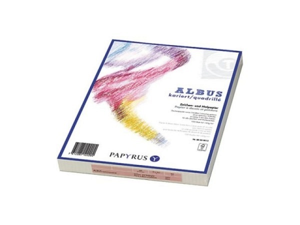 Zeichenpapier Papyrus Albus einseitig 5mm kariert 140g/qm A3