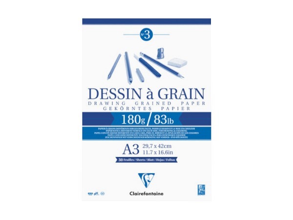 Zeichenblock Clairefontaine Dessin à grain A3 30 Blatt 180g/qm