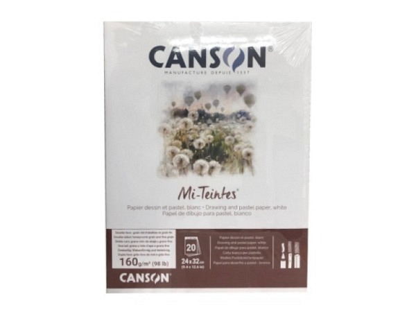 Mi-Teintes-Block Canson 160g/qm weiss 24x32cm 20 Blatt