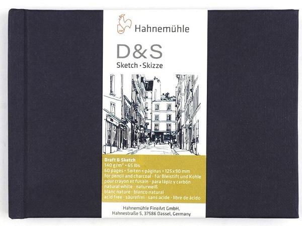Skizzenbuch Hahnemühle D&S 12,5x9cm Querformat schwarz