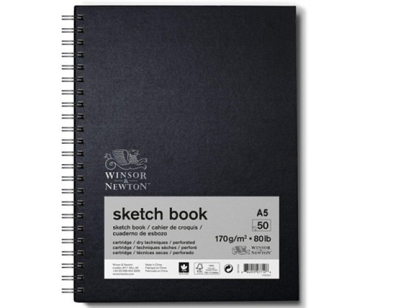 Skizzenbuch Winsor Newton Spiralbindung A5 hardcover schwarz