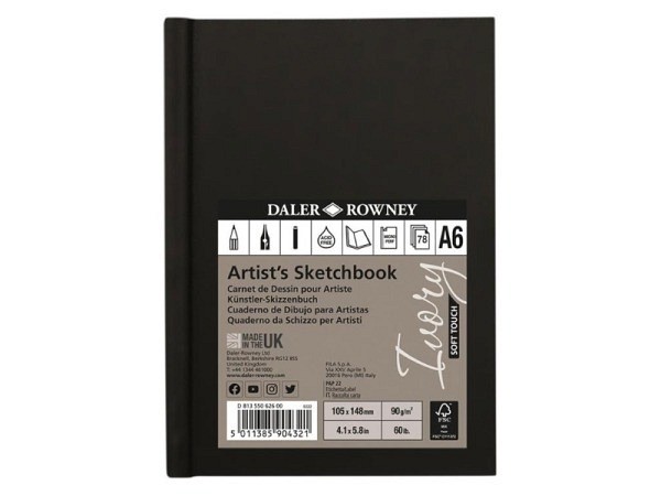 Skizzenbuch Daler-Rowney Ivory schwarz A6 80Blatt 90g/qm