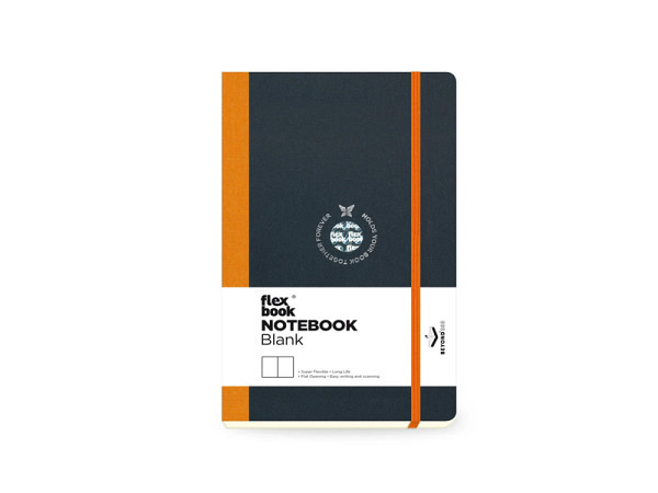 Skizzenbuch Flexbook Notebook 13x21cm blanko oranger Leinenrücken