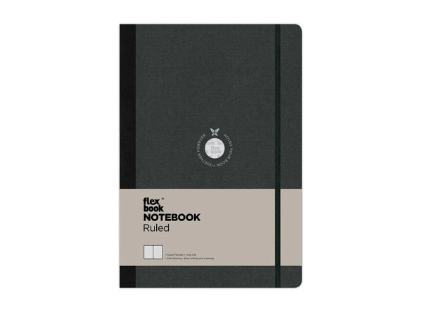 Skizzenbuch Flexbook Notebook 13x21cm blanko schwarzer Leinenrücken