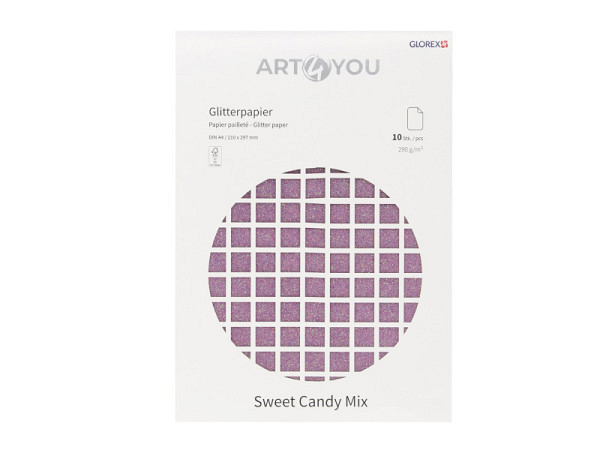 Papier Glorex Glitterpapier A4 290g/qm Sweet Candy Mix