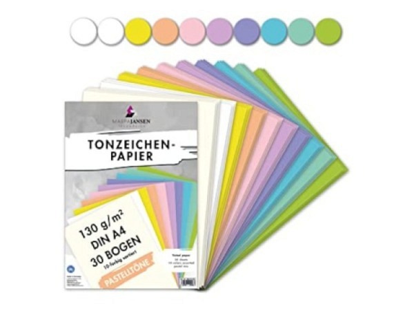Tonzeichenpapier Marpa Jansen A4 130g/qm Pastelltöne