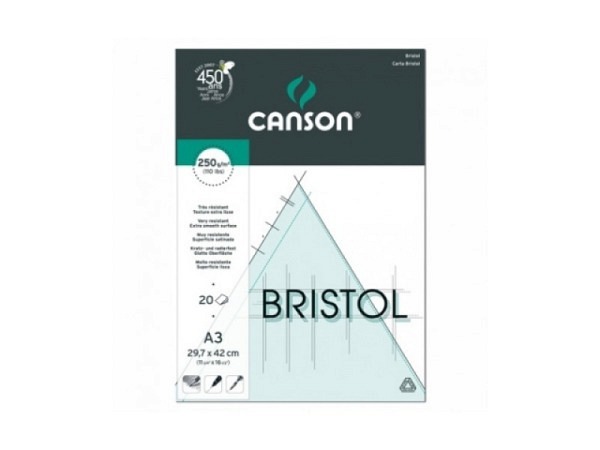 Bristolblock Canson 250g/qm 20 Blatt superglatt A3