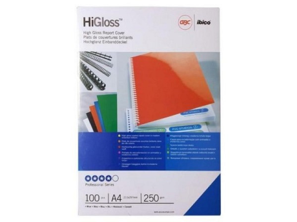 Karton GBC HiGloss Report Cover Einbanddeckel blau 100 Stk
