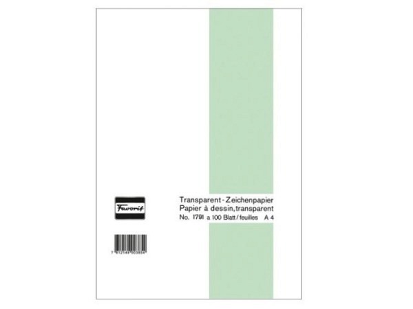Transparentpapier Favorit A4 60g/65g/qm. 1 Block mit 100 Blatt