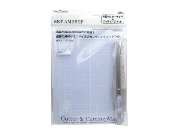 Schneidmatte Lion Set 10x15cm blau mit Messer