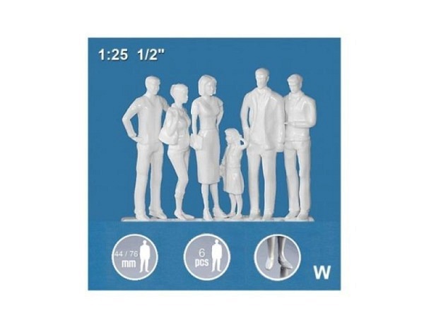 Figuren Hermoli Detail 1:25 weiss 6 stehende Personen, sechs verschiedenen Passanten