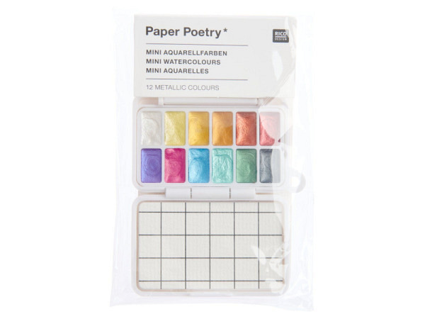 Aquarell PaperPoetry Mini Aquarellfarbkasten Metallic