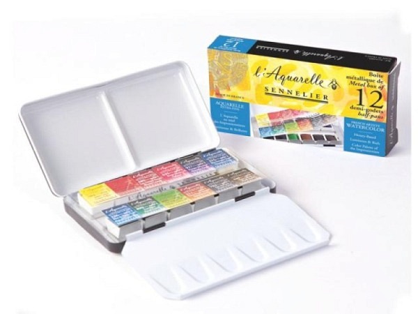 Aquarell Sennelier l'Aquarelle Set 12 halb und 12 leer