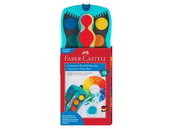 Gouache Faber-Castell Connector Malkasten türkis mit 12 Farben 