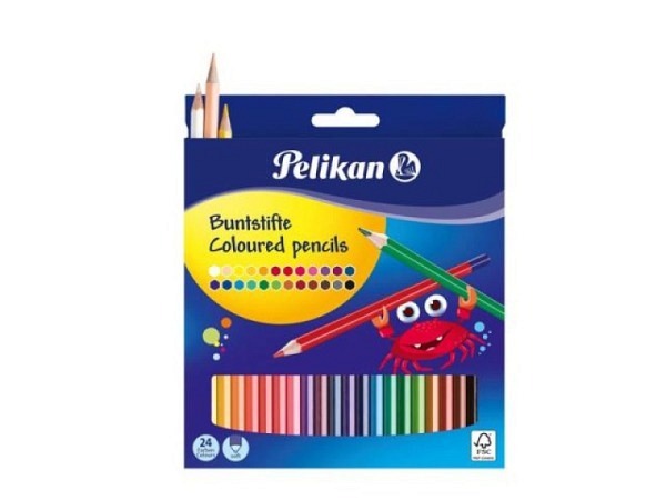 Farbstift Pelikan 24er Set im Kartonetui, 6eckige Buntstifte