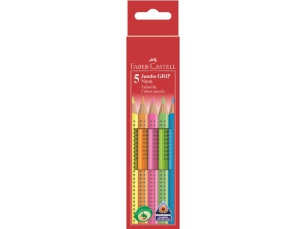 Farbstift Faber-Castell Jumbo Grip 5er Kartonetui Neon