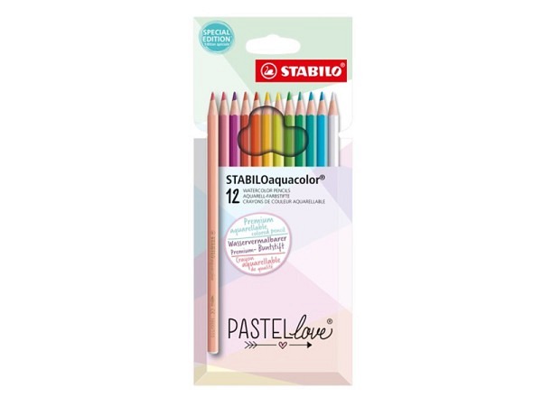 Farbstift Stabilo Aquacolor 12er Set Pastel Love im Kartonetui