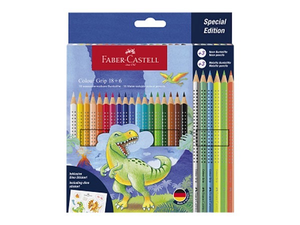 Farbstift Faber-Castell Colour Grip Special Edition Dinosaurier 18er+6  
