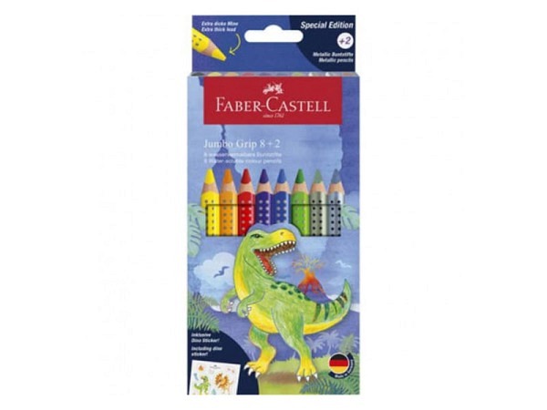 Farbstift Faber-Castell Colour Jumbo Grip Special Edition Dinosaurier 8er+2