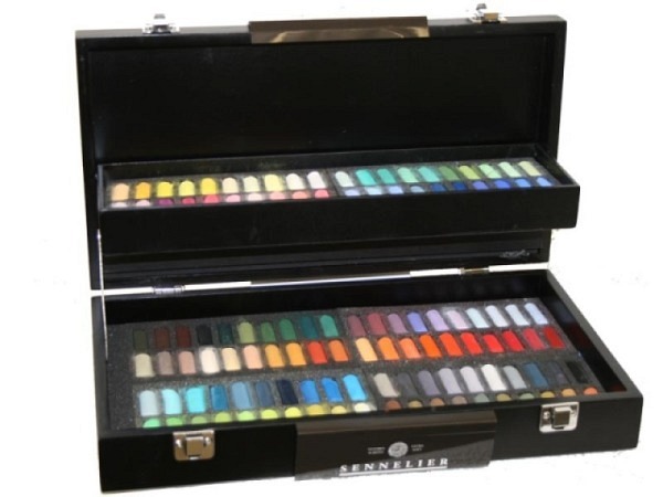 Pastell Sennelier 120er Set halbe Kreiden schwa. Holzkasten
