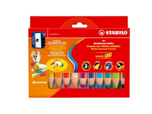 Oelpastellstift Stabilo Woody 10er Set, mit Spitzer