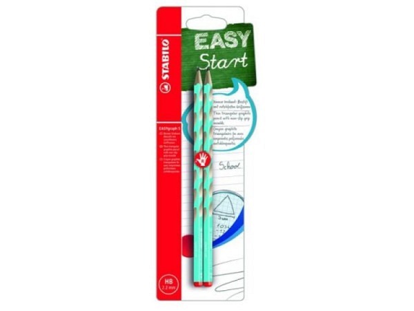 Bleistift Stabilo Easygraph HB blau für Rechtshänder, Set mit zwei Bleistiften mit dreieckigem Design