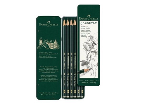 Bleistift Faber-Castell 9000 6er Set HB, B, 2B, 4B, 6B, 8B,