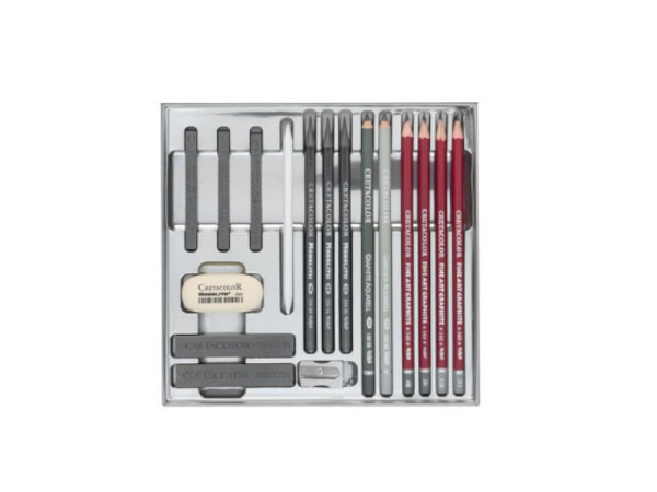Zeichenstift Cretacolor Set Silver Box 17tlg.