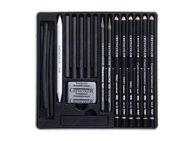 Zeichenkohle Cretacolor Set Black Box 20tlg