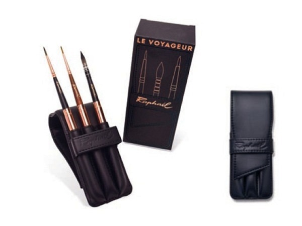 Pinselset Raphael Le Voyageur schwarzes Kunstlederetui 