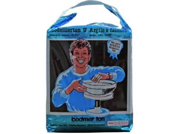 Ton Bodmer U weiss 4,5kg Steingutt fein. weisse Rohkeramik
