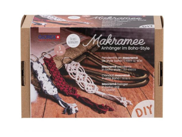 Knüpfset Glorex Bastelset Makramee Anhänger Boho-Style