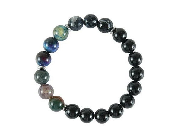 Schmuckset Glorex Armband Natursteine schwarz-blau