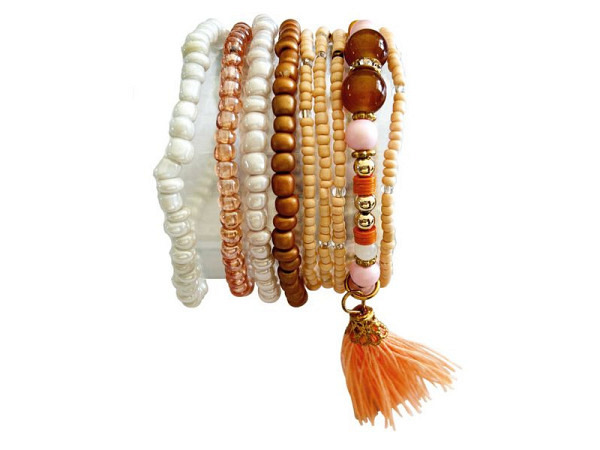 Schmuckset Glorex Armband Glasperlen sand