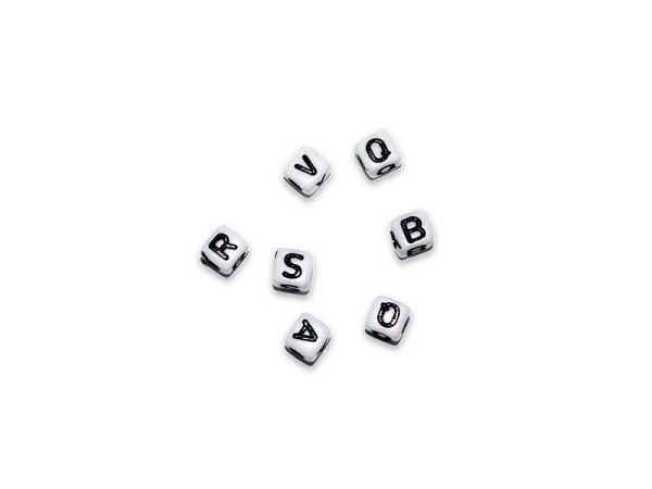 Buchstabenperlen Pracht Kunststoffperlen weiss-schwarz