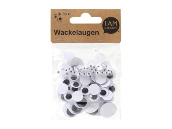Wackelaugen I am creative rund II 3er Set 80Stk