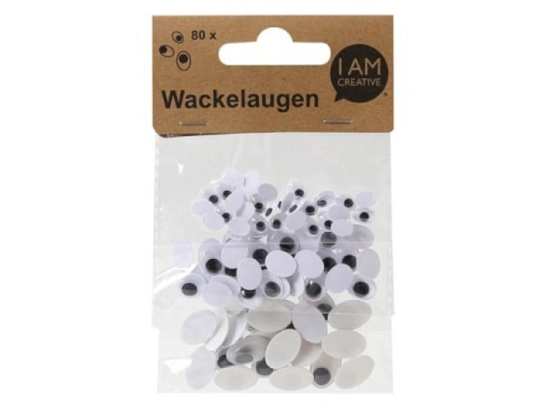 Wackelaugen I am creative oval 3er Set 80Stk
