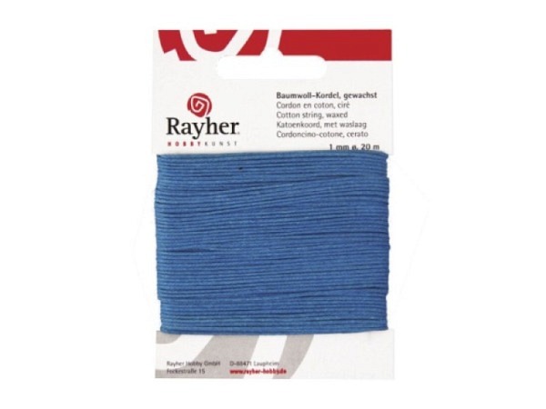 Kordel I am creative Baumwollkordel gewachst blau 1mm x 20m