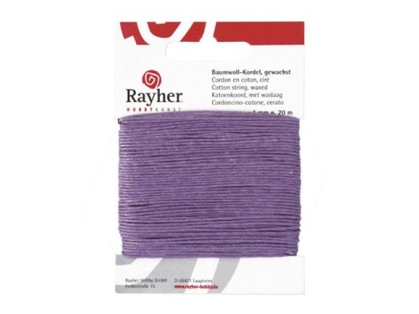 Kordel I am creative Baumwollkordel gewachst lila 1mm x 20m