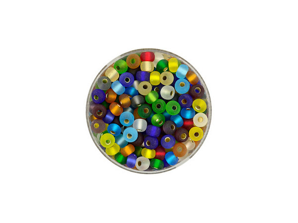 Rocailles Pracht Perlen 4,5mm Mix matt mit Silbereinzug