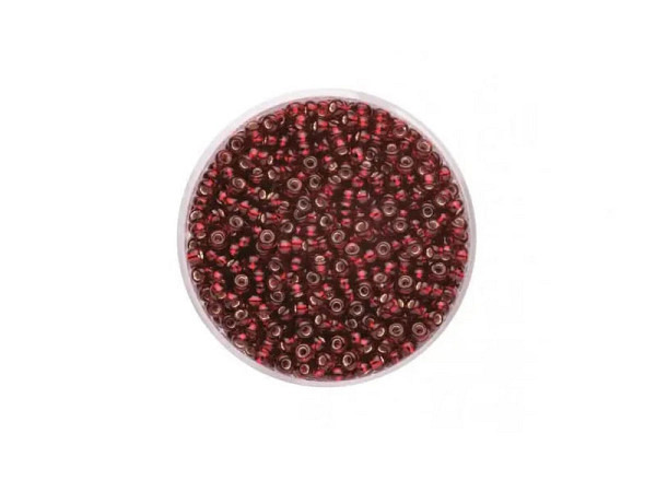 Rocailles Pracht Perlen 2,6mm dunkelrot matt mit silbereinzug